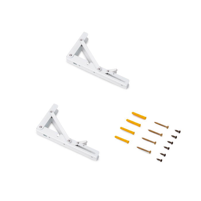 Emuca Juego de soportes plegables para estante, longitud 203mm, Acero, Pintado blanco Emuca Juego de soportes plegables para estante, longitud 203mm, Acero, Pintado blanco
