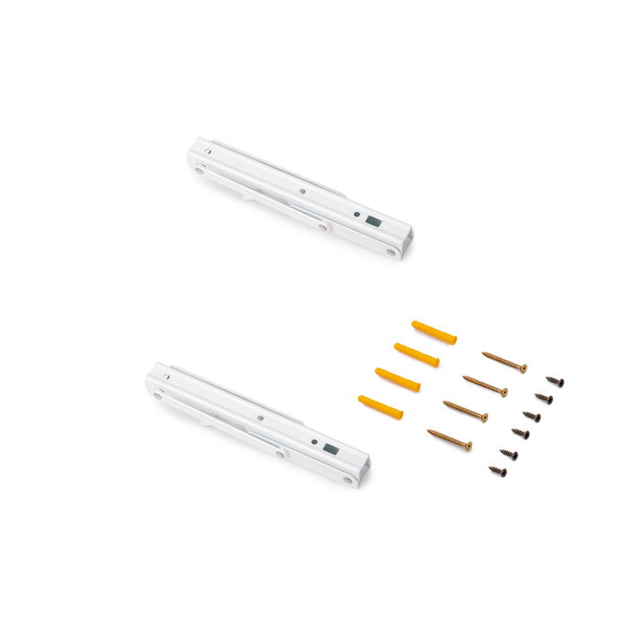 Emuca Juego de soportes plegables para estante, longitud 203mm, Acero, Pintado blanco