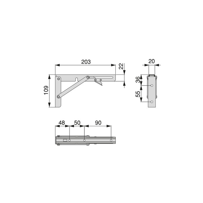 Emuca Juego de soportes plegables para estante, longitud 203mm, Acero, Pintado blanco Emuca Juego de soportes plegables para estante, longitud 203mm, Acero, Pintado blanco