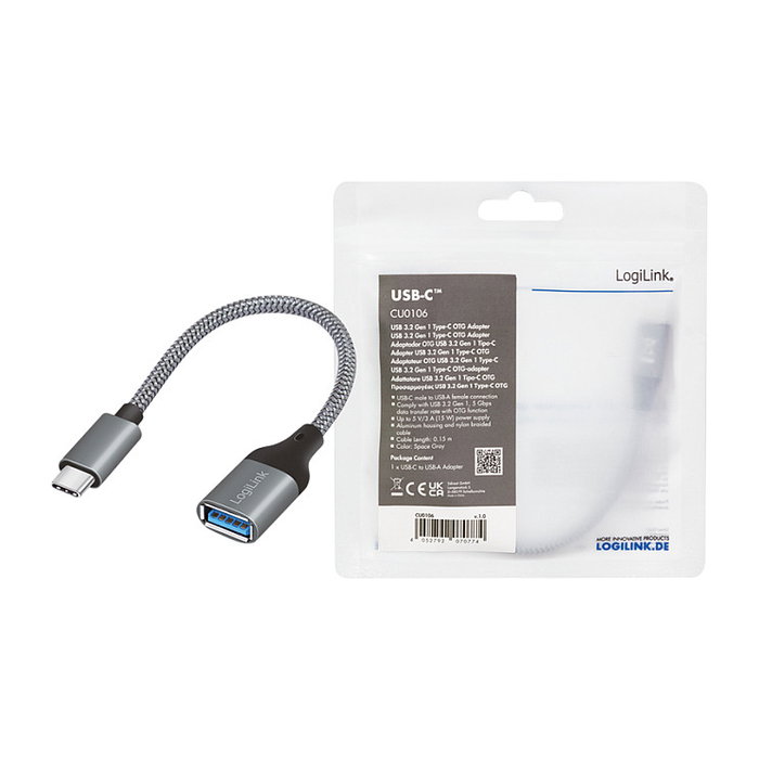 LogiLink Adaptador USB-C a USB 3.0 CU0106 Gris