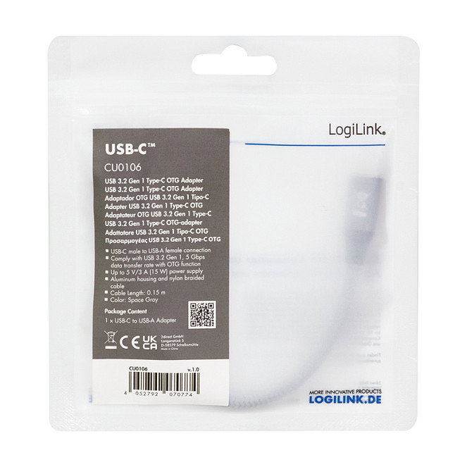 LogiLink Adaptador USB-C a USB 3.0 CU0106 Gris