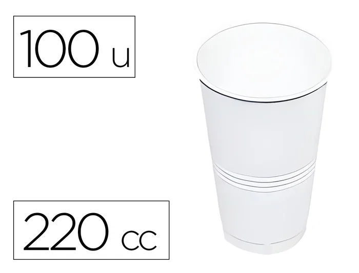 Blanca Vaso Plástico Blanco 220 cc Paquete 100 Unidades Blanca Vaso Plástico Blanco 220 cc Paquete 100 Unidades