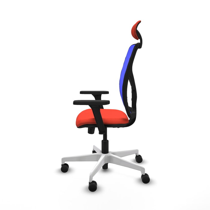 PIQUERAS Y CRESPO Silla de oficina Motilla con mecanismo Sincro/Traslack, Azul y Naranja oscuro