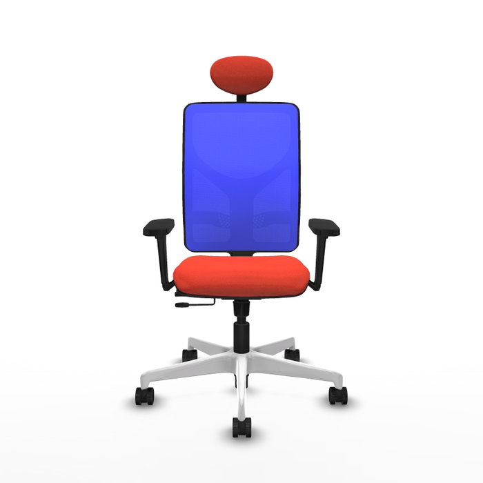 PIQUERAS Y CRESPO Silla de oficina Motilla con mecanismo Sincro/Traslack, Azul y Naranja oscuro