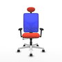 PIQUERAS Y CRESPO Silla de oficina Motilla con mecanismo Sincro/Traslack, Azul y Naranja oscuro