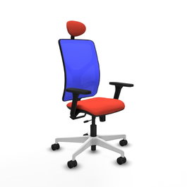 PIQUERAS Y CRESPO Silla de oficina Motilla con mecanismo Sincro/Traslack, Azul y Naranja oscuro