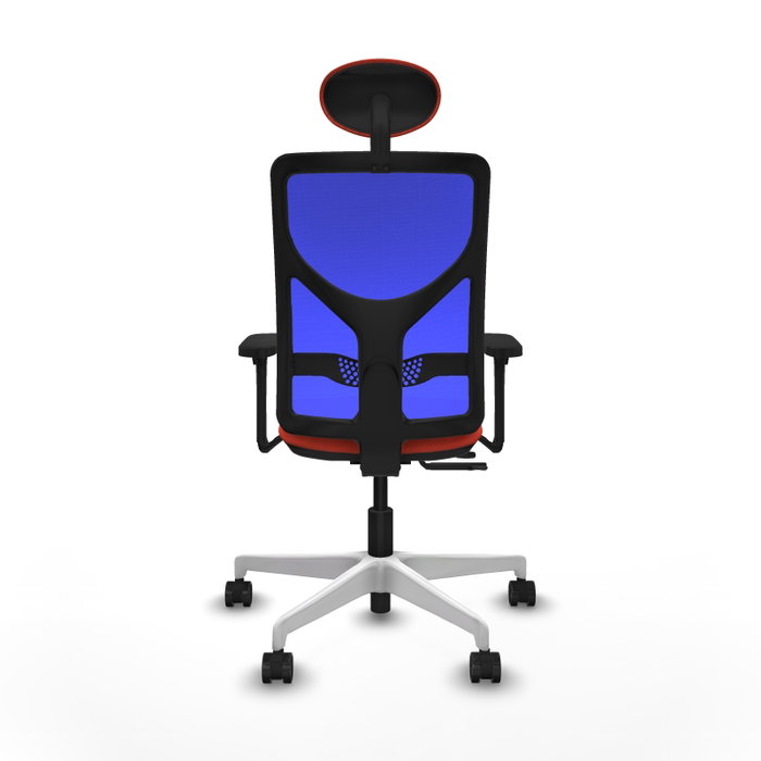 PIQUERAS Y CRESPO Silla de oficina Motilla con mecanismo Sincro/Traslack, Azul y Naranja oscuro