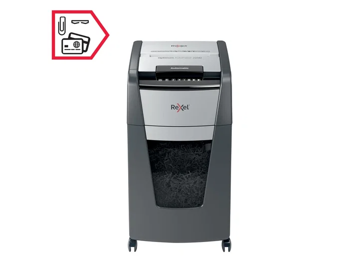 Rexel Optimum Auto+ 225M Destructora de Documentos de Microcorte, Capacidad 225 Hojas, Destruye Grapas y Clips