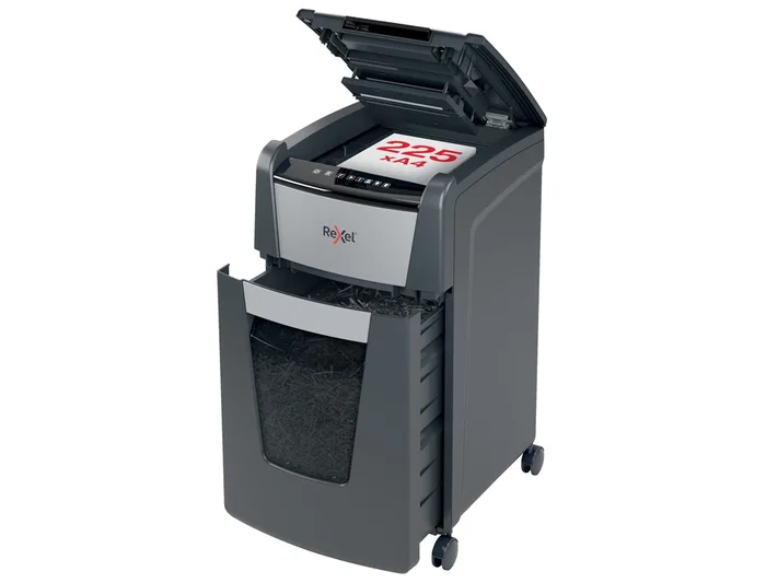 Rexel Optimum Auto+ 225M Destructora de Documentos de Microcorte, Capacidad 225 Hojas, Destruye Grapas y Clips