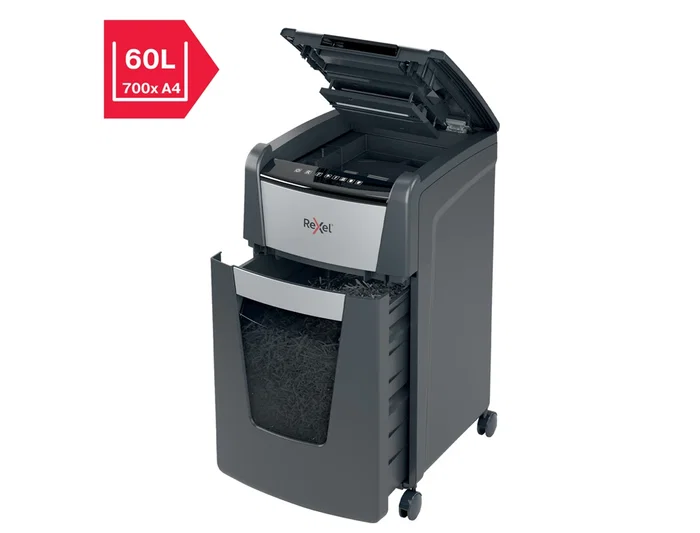Rexel Optimum Auto+ 225M Destructora de Documentos de Microcorte, Capacidad 225 Hojas, Destruye Grapas y Clips