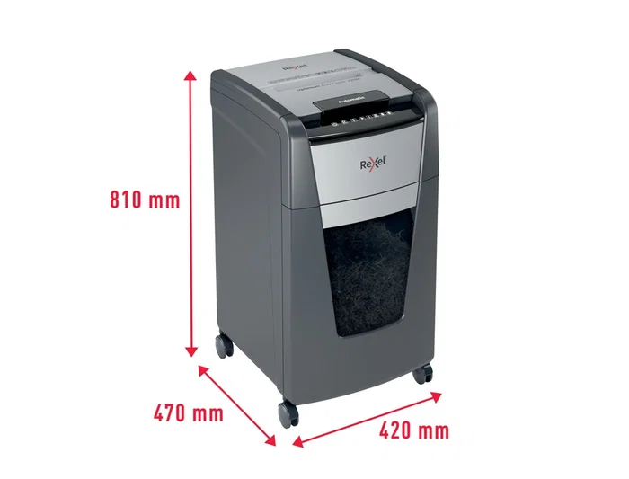 Rexel Optimum Auto+ 225M Destructora de Documentos de Microcorte, Capacidad 225 Hojas, Destruye Grapas y Clips