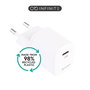 eSTUFF INFINITE UE Cargador USB-C PD 20W Blanco con 98% Plástico Reciclado para Smartphones y Tablets