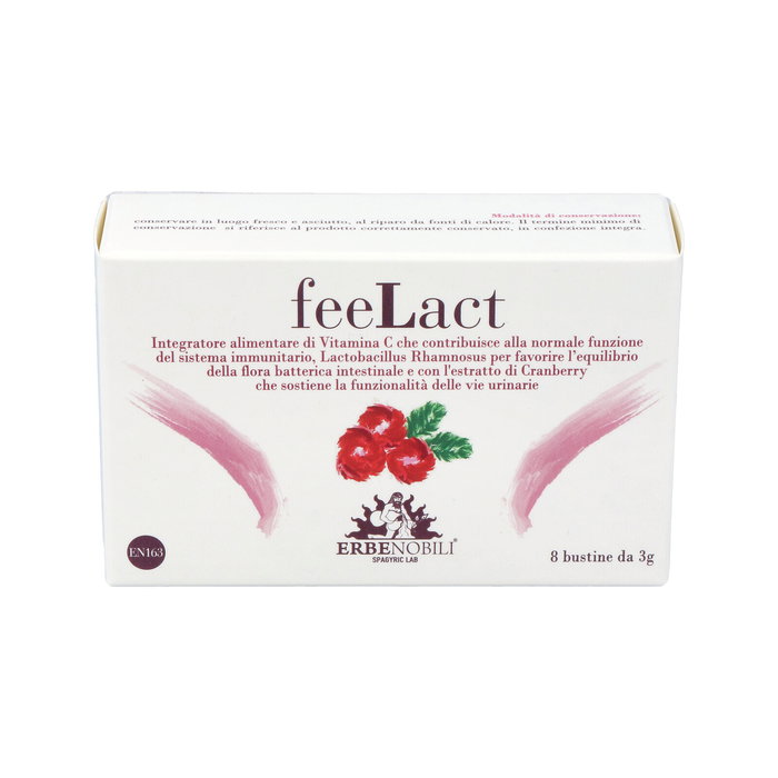 Erbenobili Feelact Bust Compost Cistitis 24G - Complemento alimenticio con vitamina C, arándano y Lactobacillus Rhamnosus para el sistema inmune y tracto urinario Erbenobili Feelact Bust Compost Cistitis 24G - Complemento alimenticio con vitamina C, arándano y Lactobacillus Rhamnosus para el sistema inmune y tracto urinario