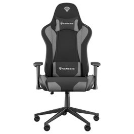 GENESIS Silla Gaming PC Nitro 440 G2, Asiento Acolchado Negro Gris, Tapicería Tela y Polipiel, Base Metálica, Respaldo Ajustable, Ruedas 6cm CareGlide