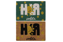 DKD Home Decor Felpudo Básicos Verde Marron Fibra de Coco Goma 40 x 1.5 x 60 cm (2 Unidades)