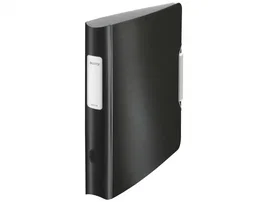 Esselte Leitz Active 180 Archivador de Palanca Polyfoam DIN A4 Lomo 75 mm, Anillas 2, Negro Satinado, Marco Plateado