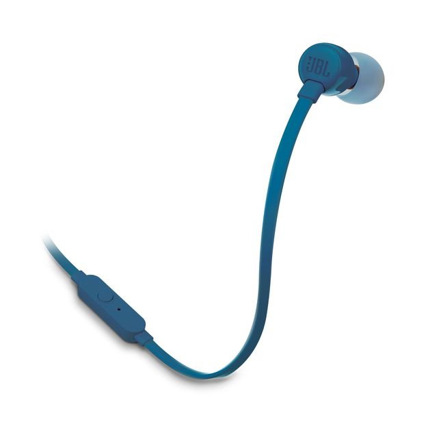 JBL TUNE160 Auriculares Intrauditivos con Cable, Sonido Pure Bass, Control Remoto con Micrófono, Cable Plano sin Enredos, Azul