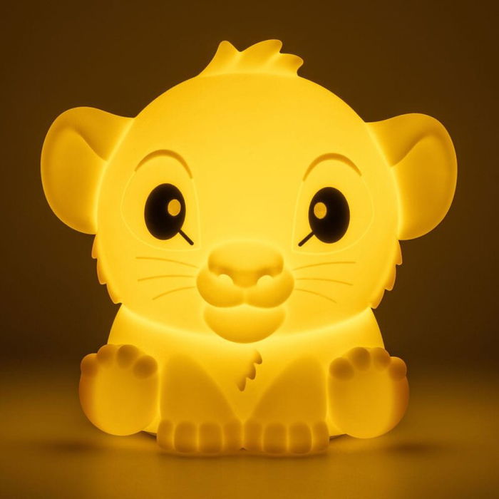 Paladone Disney Simba Squishy Glo de El Rey León - Luz LED Recargable de Silicona, 2 Modos de Luz, 15 cm, Lámpara Decorativa Infantil, Oficial Disney