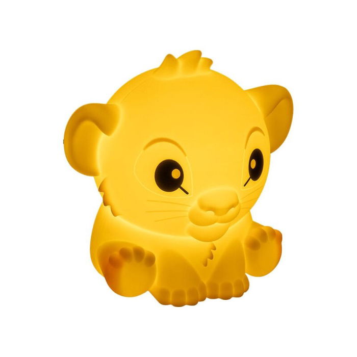 Paladone Disney Simba Squishy Glo de El Rey León - Luz LED Recargable de Silicona, 2 Modos de Luz, 15 cm, Lámpara Decorativa Infantil, Oficial Disney