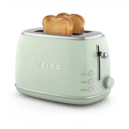 Sweiss Tostadora Vintage de 2 Rebanadas 850 W Verde con Termostato Regulable - GRS7