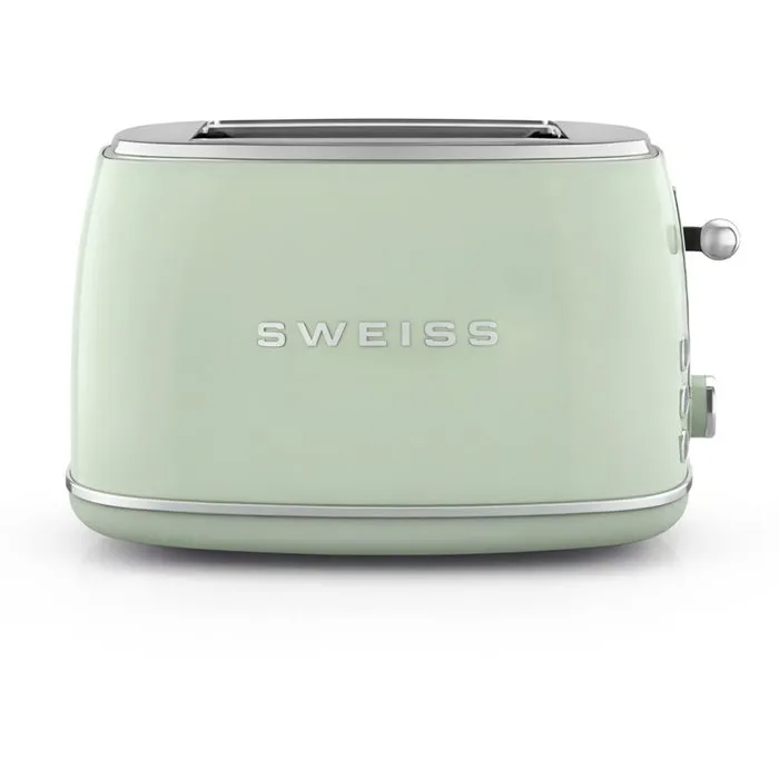 Sweiss Tostadora Vintage de 2 Rebanadas 850 W Verde con Termostato Regulable - GRS7