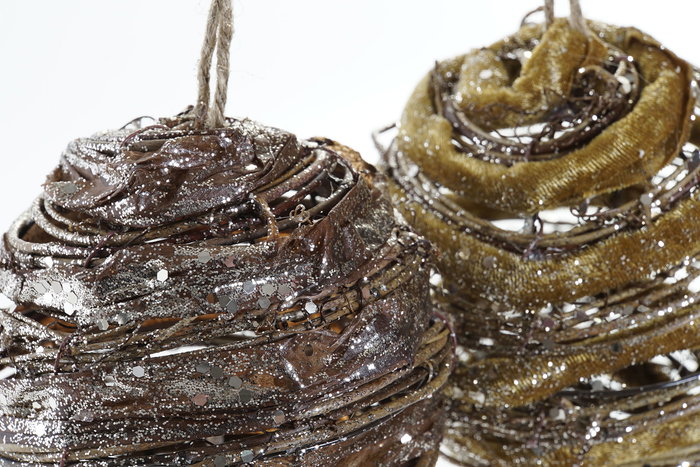 DKD Home Decor Bola Decoracion Navidad Dorado Plateado Natural Ratan Yute 10 x 10 x 10 cm (4 Unidades)