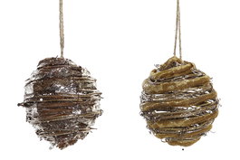 DKD Home Decor Bola Decoracion Navidad Dorado Plateado Natural Ratan Yute 10 x 10 x 10 cm (4 Unidades)