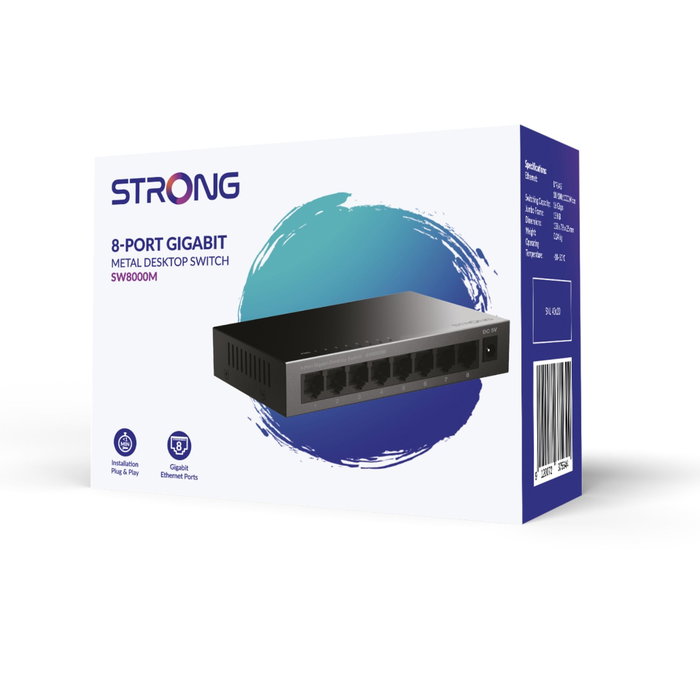 Strong SW 8000M Switch de 8 puertos Gigabit Ethernet Negro