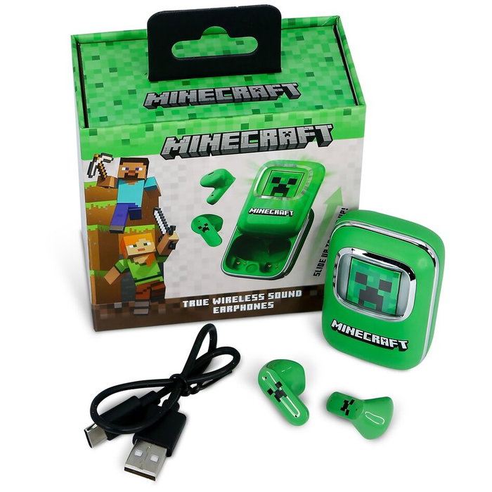 OTL TECHNOLOGIES Auriculares Inalambricos TWS Minecraft con Bluetooth V5.3 y Pantalla LED