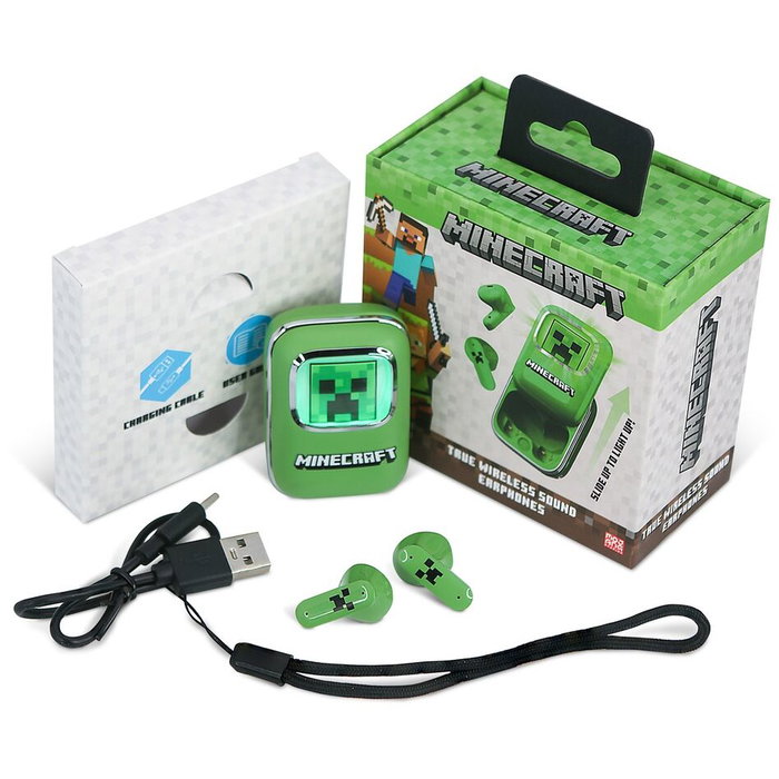 OTL TECHNOLOGIES Auriculares Inalambricos TWS Minecraft con Bluetooth V5.3 y Pantalla LED