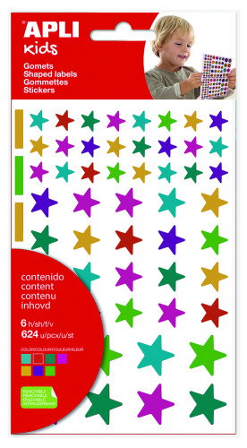 Apli Gomets Estrellas Removibles Multicolor 624 Unidades 6 Hojas