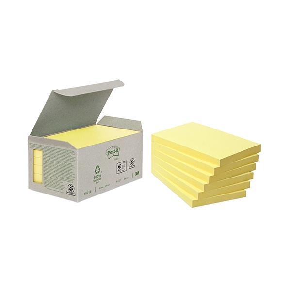 POST-IT Pack de 6 blocs de notas adhesivas recicladas 76x127 mm amarillo
