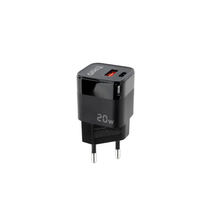 Tooq Cargador de Pared USB-C PD + USB-A QC 20W Negro TQWC-QCPD20 Tooq Cargador de Pared USB-C PD + USB-A QC 20W Negro TQWC-QCPD20