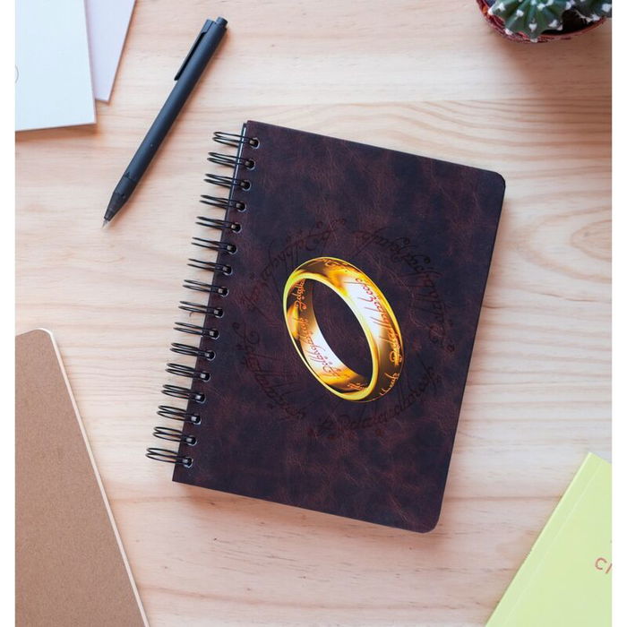 ERIK Cuaderno A5 El Señor de los Anillos Tapa Dura Wire-o con Banda Elástica y Bolsillo Interior