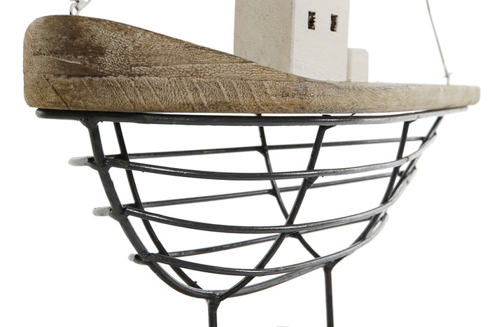 DKD Home Decor Decoración Velero en Paulownia y Metal Blanco y Natural