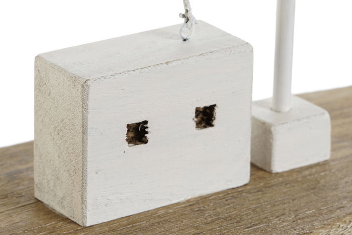 DKD Home Decor Decoración Velero en Paulownia y Metal Blanco y Natural