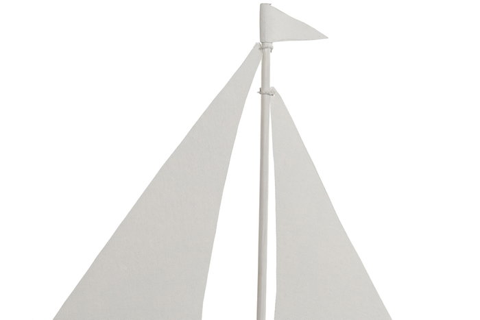 DKD Home Decor Decoración Velero en Paulownia y Metal Blanco y Natural