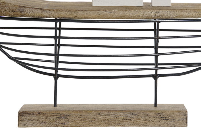 DKD Home Decor Decoración Velero en Paulownia y Metal Blanco y Natural