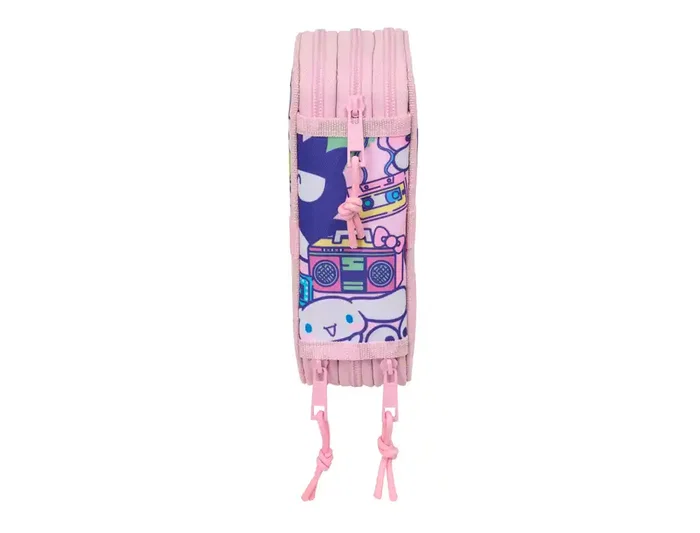 Safta Plumier Escolar Hello Kitty & Friends Triple Cremallera, 37 Piezas, Dimensiones 195x125x55 mm