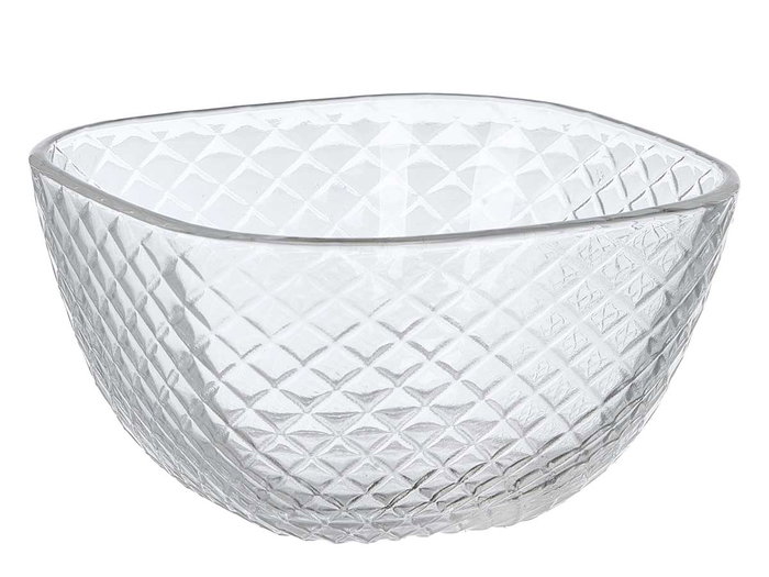 Vivalto Set 3 Cuenco Aperitivo Rombos 270 ml - Transparente Vidrio - 32x7x6 cm (Set de 12)