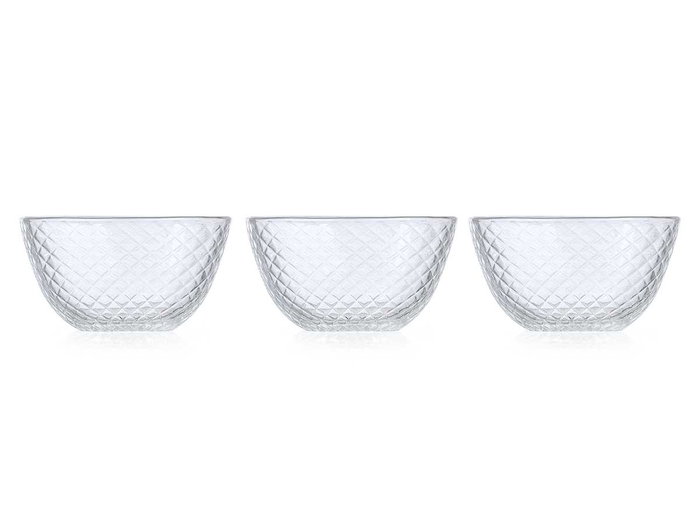 Vivalto Set 3 Cuenco Aperitivo Rombos 270 ml - Transparente Vidrio - 32x7x6 cm (Set de 12)