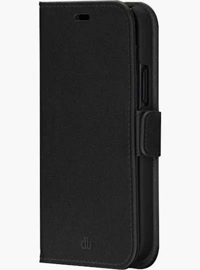 Dbramante1928 Funda cartera Stockholm para Apple iPhone 12/12 Pro, 15,5 cm (6.1"), cuero vegano, carga inalámbrica, negro - 3 bolsillos para tarjetas