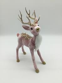 DKD Home Decor Figura de Reno Rosa y Dorado