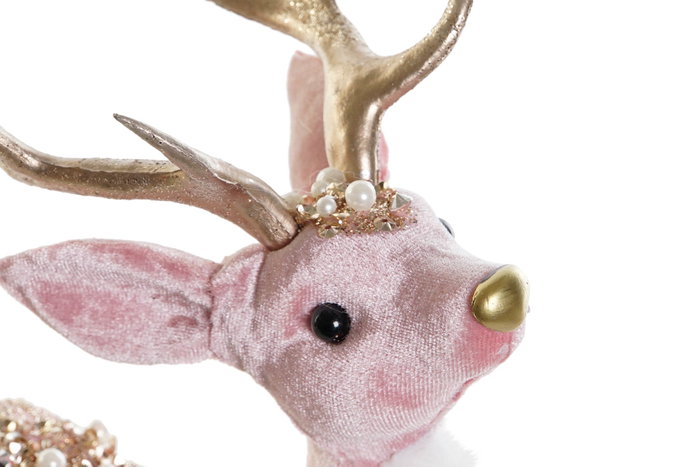 DKD Home Decor Figura de Reno Rosa y Dorado