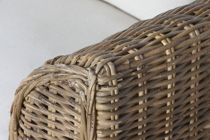 DKD Home Decor Fibre outdoor 23 Sofá Natural Marrón Ratán 88 x 69 x 174 cm con Cojines Algodón Hecho a Mano