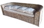 DKD Home Decor Fibre outdoor 23 Sofá Natural Marrón Ratán 88 x 69 x 174 cm con Cojines Algodón Hecho a Mano