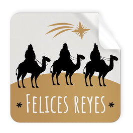 Etiquetas Regalo Adh. Rollo 250 Uds. Cuadradas 40X40 Navidad Felices Reyes