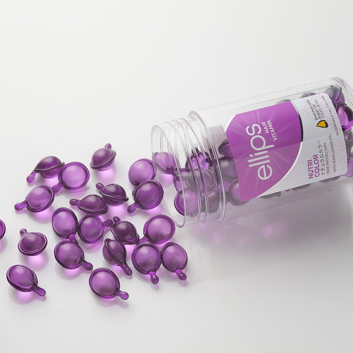 Ellips Vitaminas Capilares Aceite de Argán Nutricolor para Cabello Teñido, Protección Calor, 50 unidades