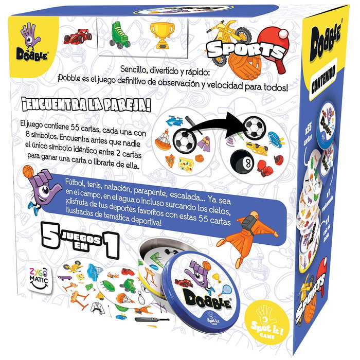 Asmodee Dobble Sports Juego de Cartas de Observación y Velocidad, Español, Edad +6 Años, Ref. Dobspo07Es