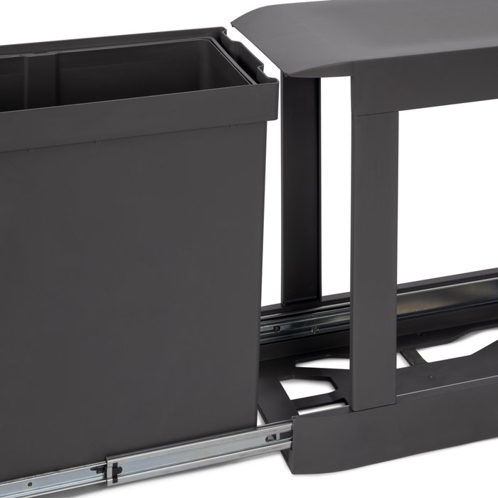 Emuca Contenedor de reciclaje de 30L, extracción automática, Gris antracita